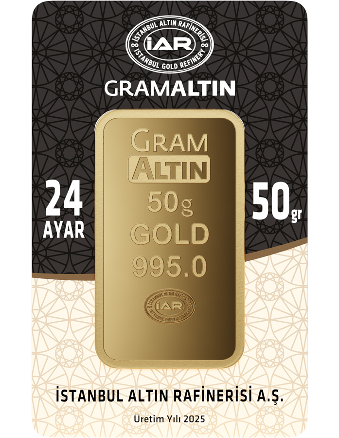 50 Gram 24 Ayar Külçe Altın
