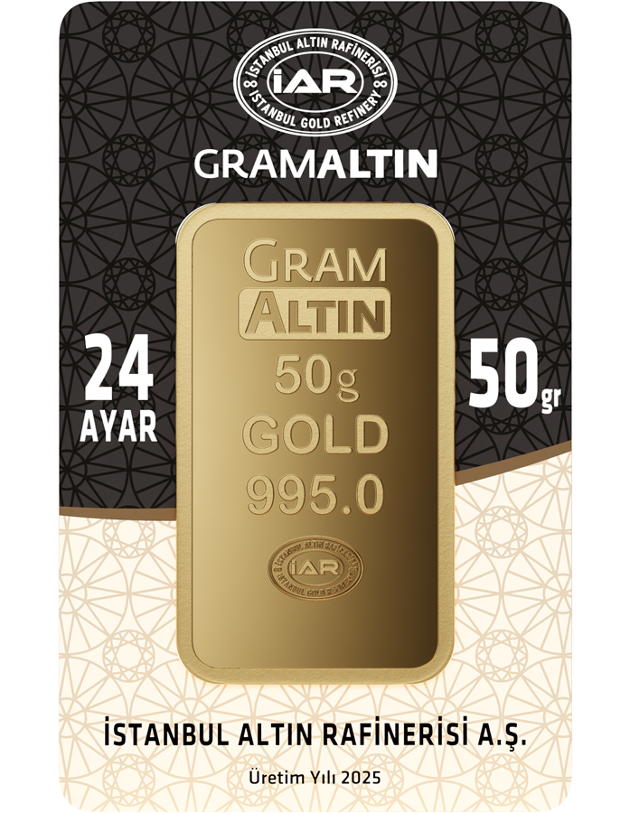 50 Gram 24 Ayar Külçe Altın