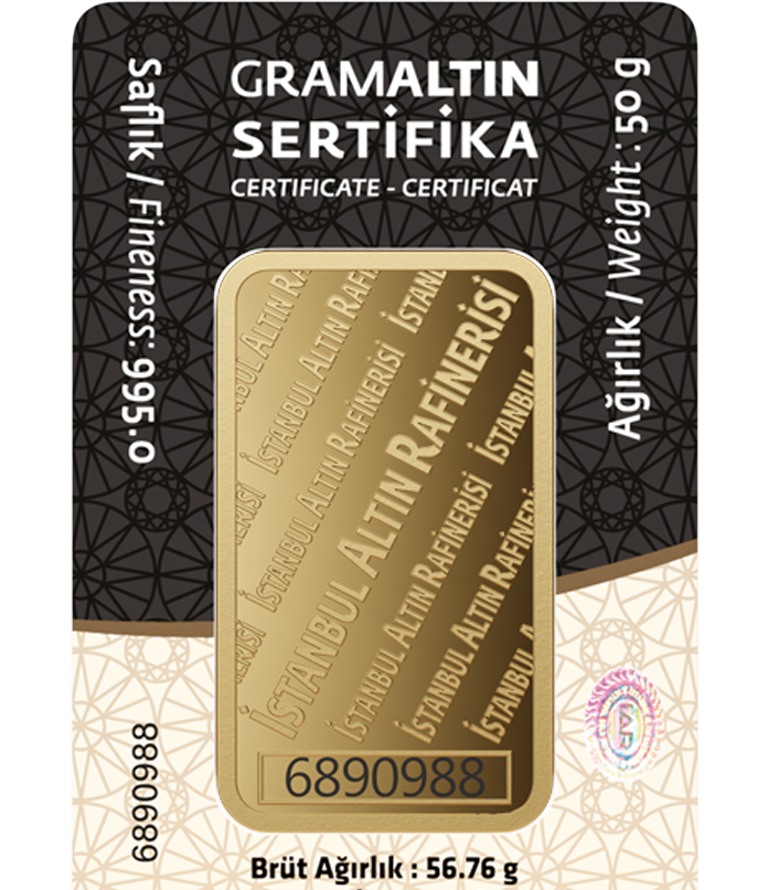 50 Gram 24 Ayar Külçe Altın